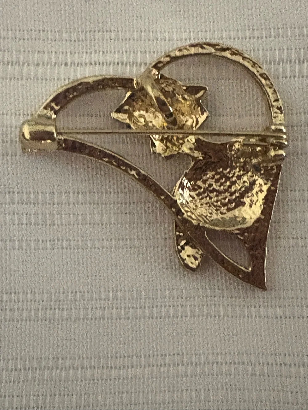 Gold-Tone Lady Silhouette Brooch with Red Dress and White Rhinestone Hat